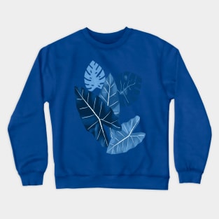 Classic Blue Tropical Leaves Crewneck Sweatshirt